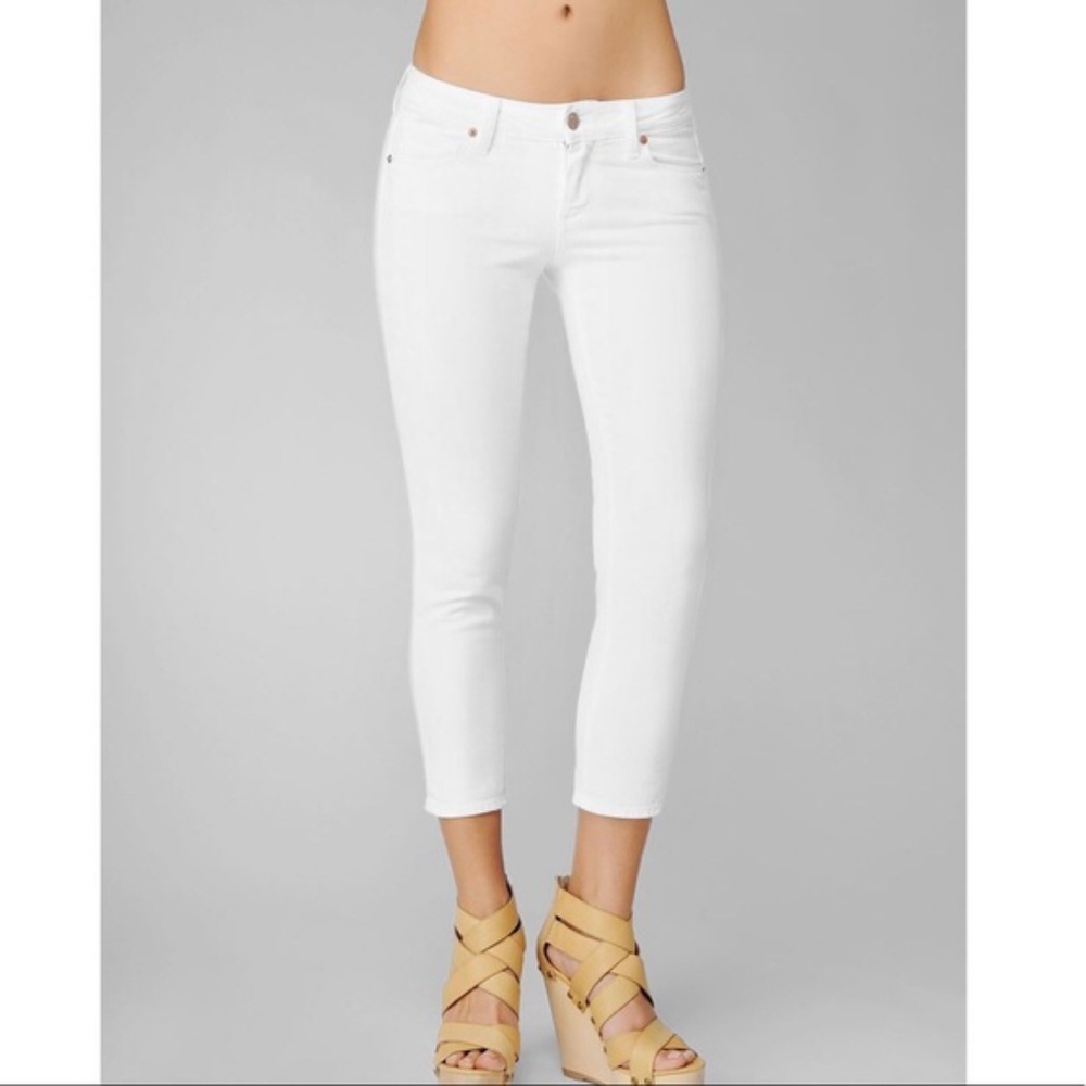 Paige Hollywood Hills Cropped Jeans Ivory Sz 27